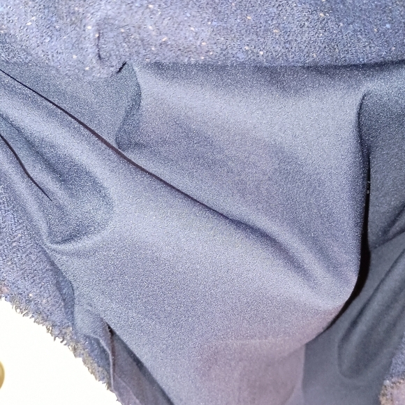 BANANA REPUBLIC Navy Blue Speckle Tweed Flannel Wool Fringe Sheath Dress(#1,092) - Picture 6 of 10